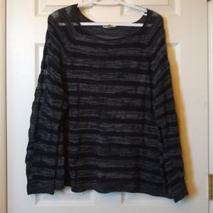 Eileen Fisher black/gray loose weave sweater XL